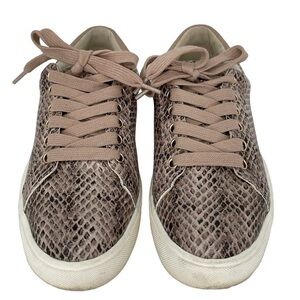 Sam Edelman Sneakers Women 6.5 Brown Tan Snakeskin Leather Lace Up Comfort Shoes